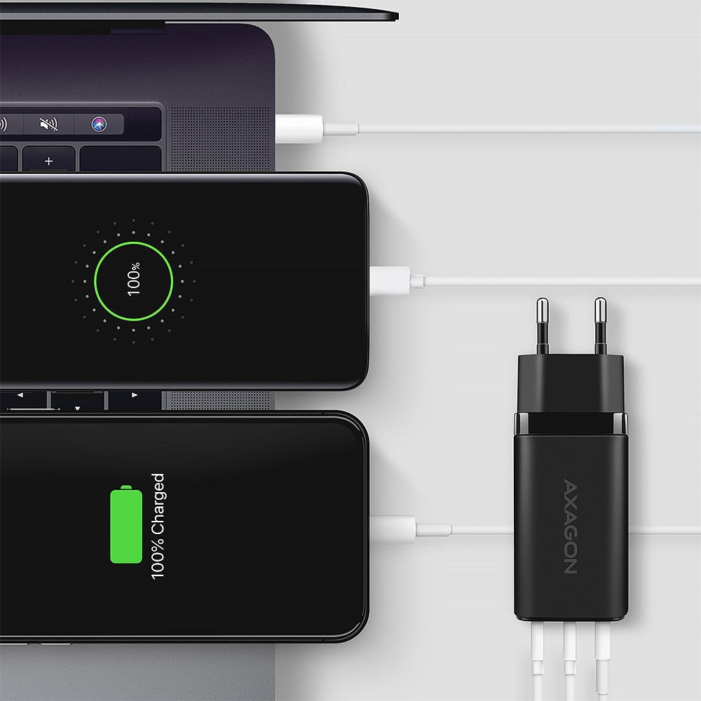 AXAGON ACU-DPQ65 Charger  2x USB-C  1x USB-A  PD3.0/QC4+/PPS  65W - black