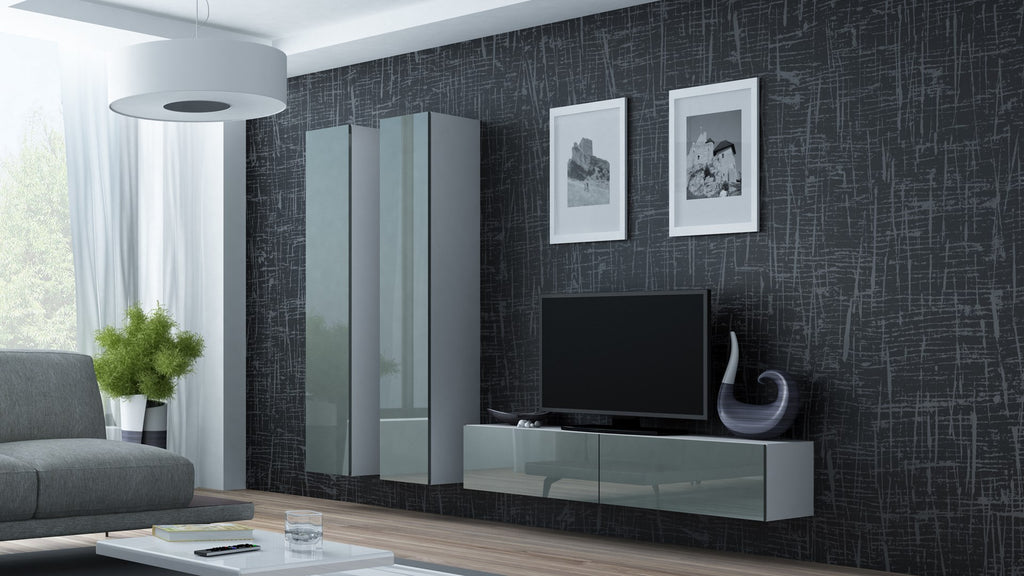 VIGO TV Stand 140 cm White/Grey Gloss RTV VIGO140