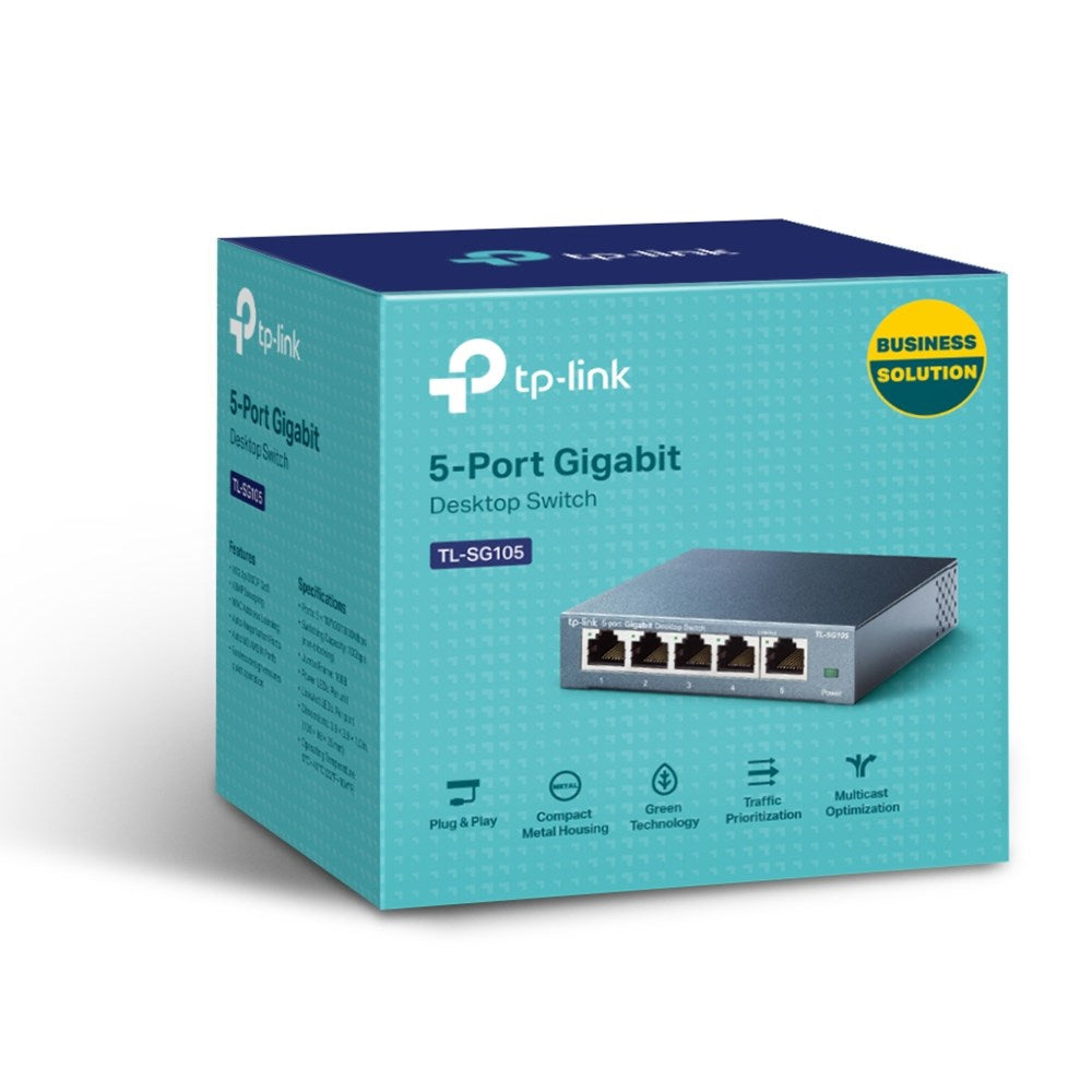 TP-Link 5-Port 10/100/1000Mbps Desktop Network Switch Black | Model: TL-SG105