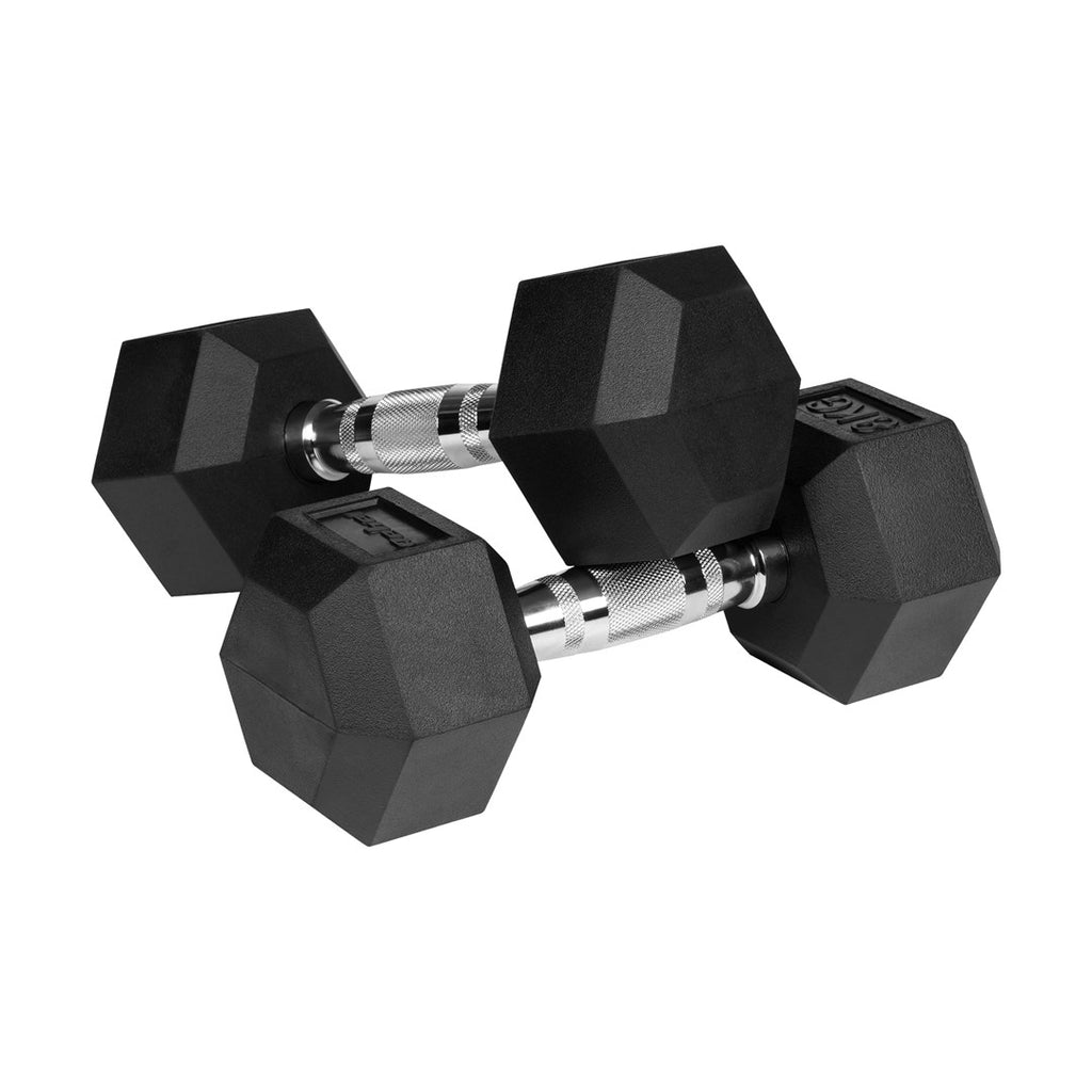 REBEL ACTIVE Rubber-Coated Cast Iron Dumbbells 2x8kg