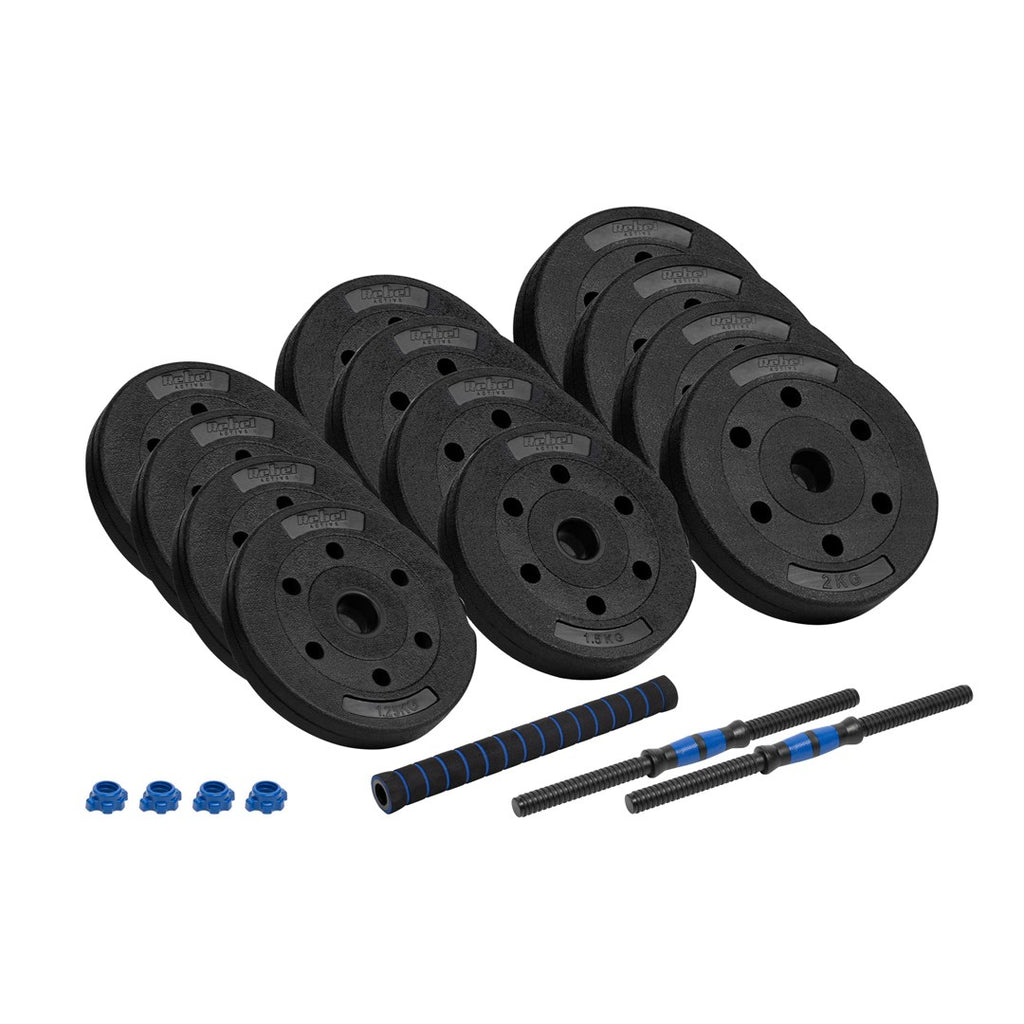 REBEL ACTIVE Adjustable Dumbbells 2x10 kg with Connector
