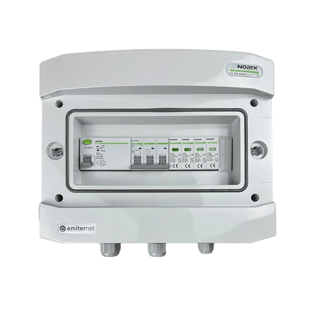 EMITER Junction Box IP65 AC with Noark Type 2 Surge Arrester 40A, RCD 63A/300mA, Model EM-749N_AC