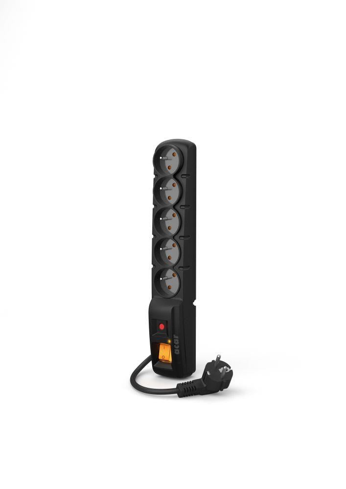 HSK DATA Power Strip Surge Protector 5 Outlets 2.5 m Black W2052