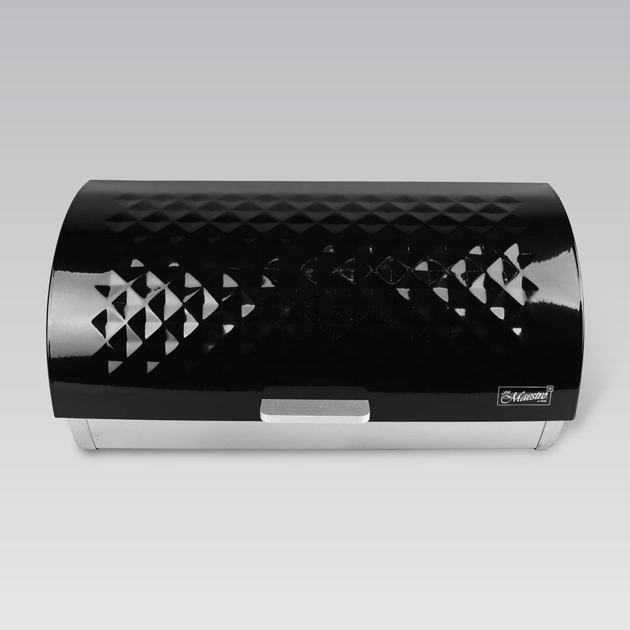 Maestro MR-1676 Black Breadbox, Cylindrical Stainless Steel Food Container
