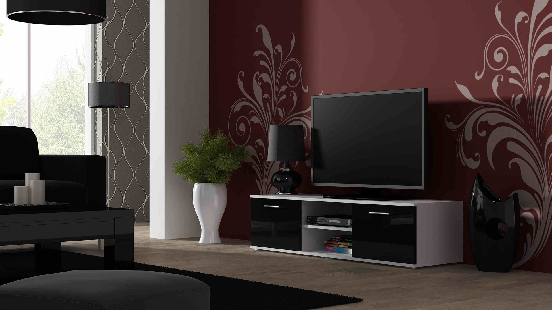 Cama TV Stand SOHO 140 White/Black Gloss