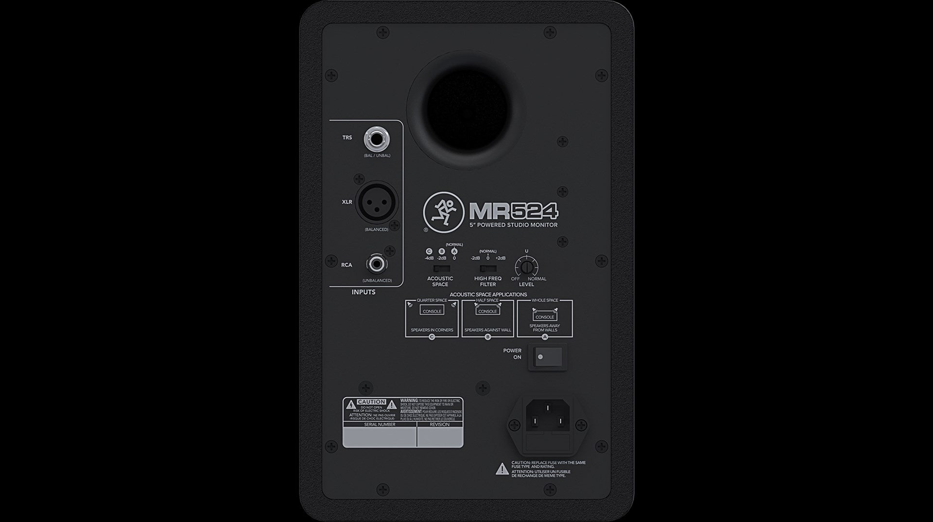 Mackie MR524 Active Speaker - 5'' Woofer - 30 W - Wired - XLR/6.3 mm/RCA - Black