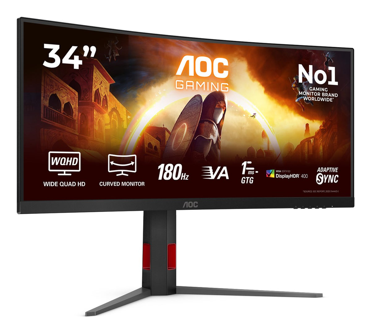 AOC G4 CU34G4CAP computer monitor 86.4 cm (34 ) 3440 x 1440 pixels UltraWide Quad HD LCD Black  Red
