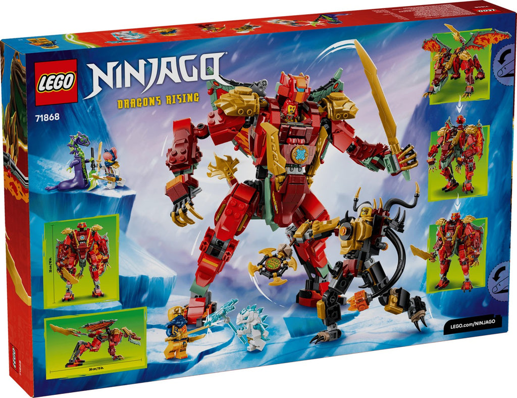 LEGO Building Blocks Wyldfyre's Transforming Dragon Mech Set 71868 - 821 Pieces, 6 Minifigures