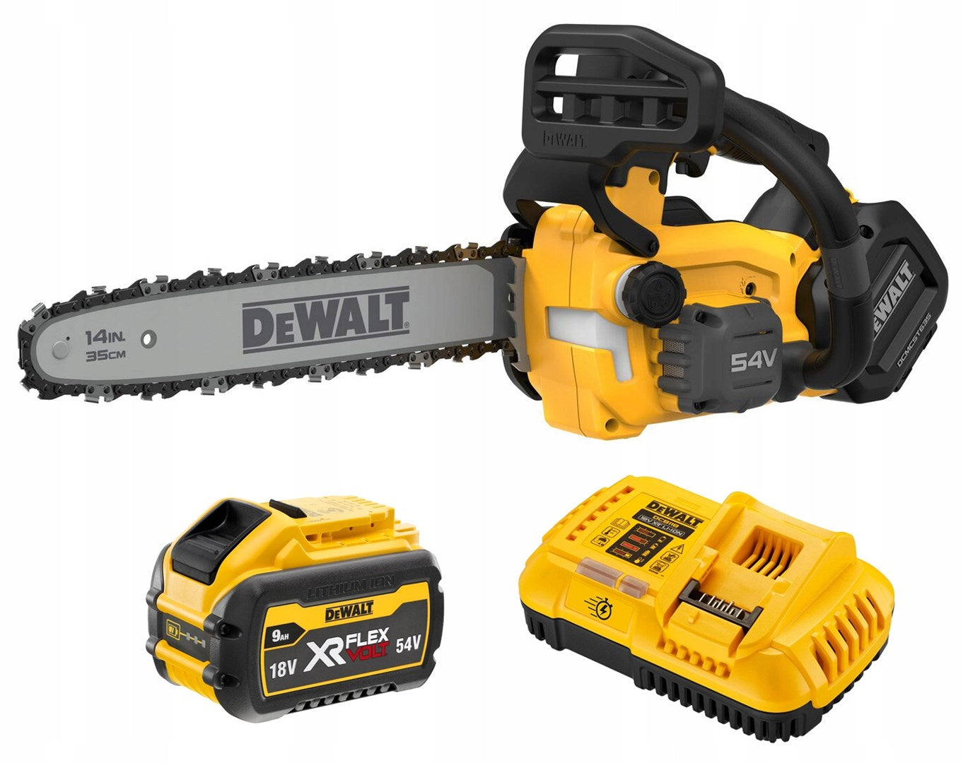 DEWALT DCMCST635X1-QW 54V Cordless Pruning Chainsaw 35 cm with 3Ah Battery 1x9.0Ah