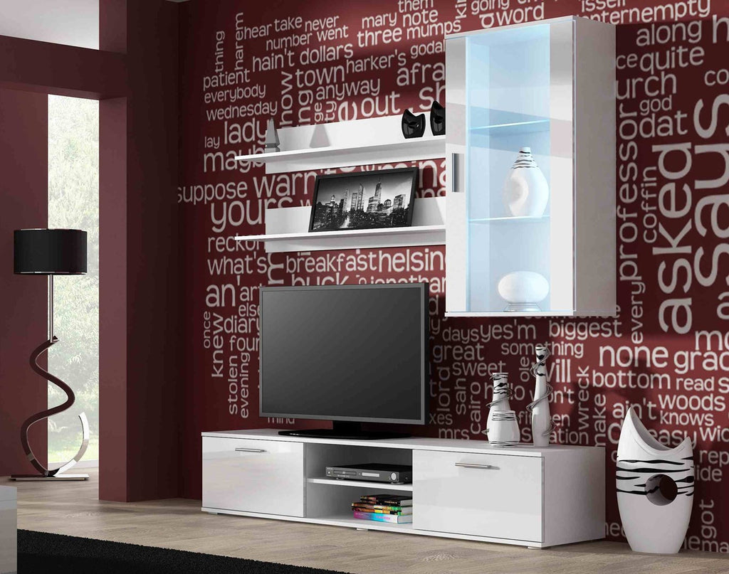 Cama Hanging Display Cabinet SOHO White/White Gloss 1 Door 2 Shelves
