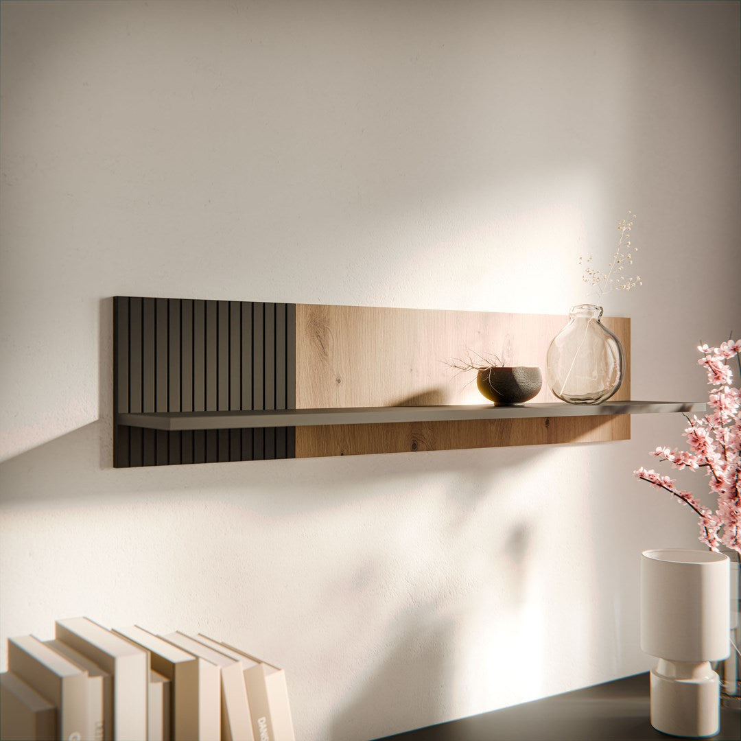 Cama MERCI Shelf 110x20x25 Black/Oak Artisan