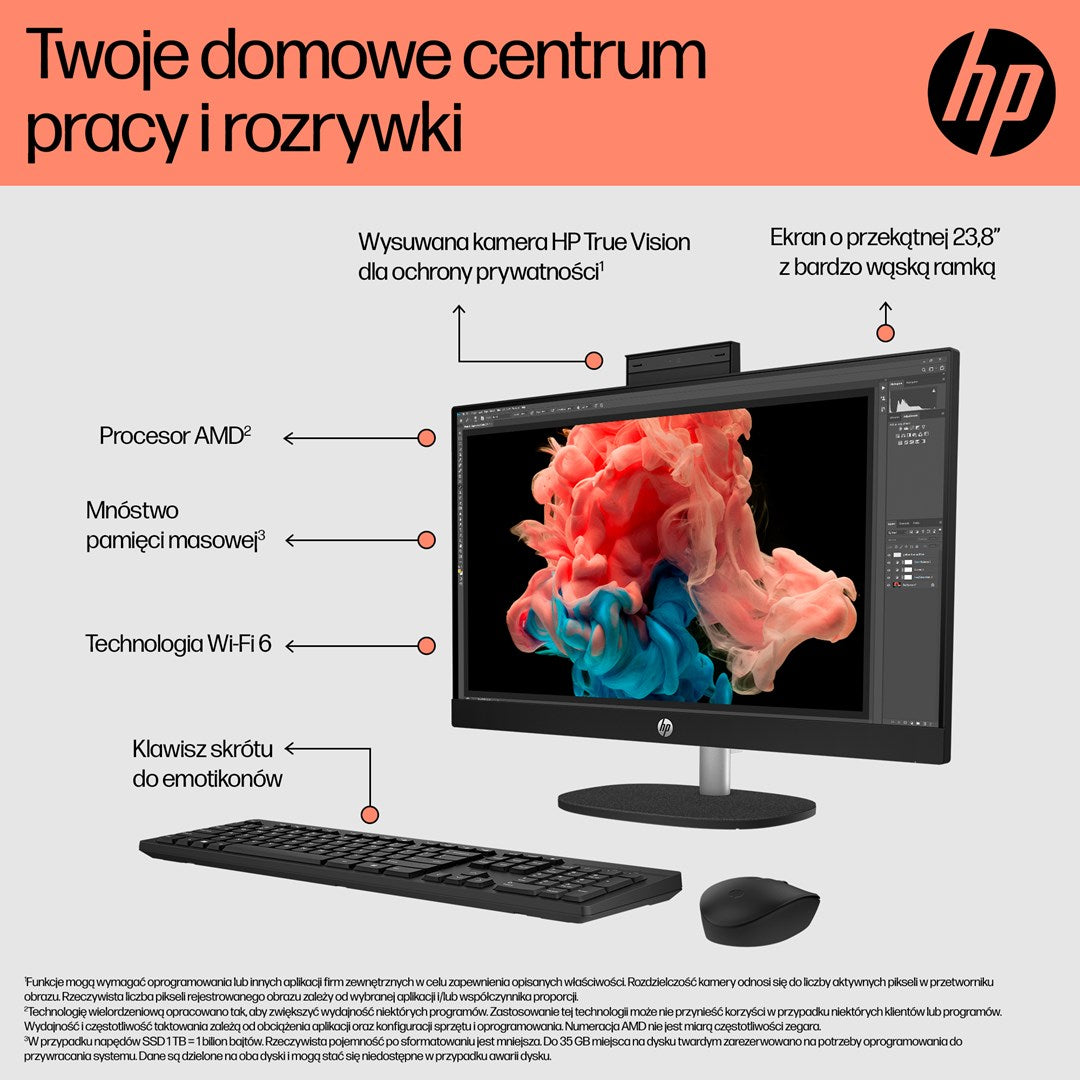 Hewlett-Packard All-in-One PC AMD Ryzen™ 7 7730U 16GB DDR4 512GB SSD 23.8" 1920 x 1080 9L732EA