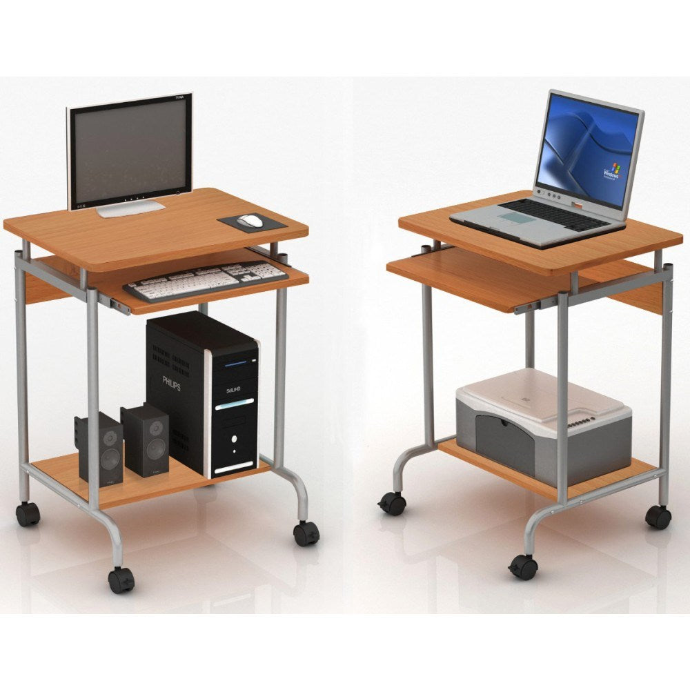 Techly Compact Computer Desk on Wheels with Pull-Out Keyboard Shelf ICA-TB S005