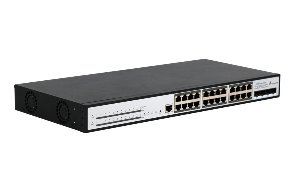 Extralink Chiron Pro | Switch PoE | 24x RJ45 1000Mb/s PoE  4x SFP+  L3  zarządzalny  370W