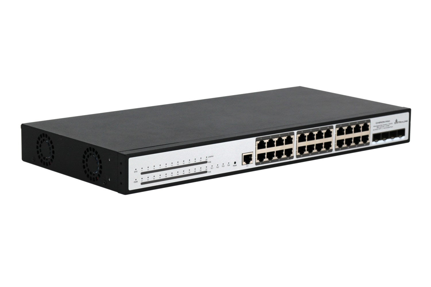 Extralink Chiron Pro | Switch PoE | 24x RJ45 1000Mb/s PoE  4x SFP+  L3  zarządzalny  370W