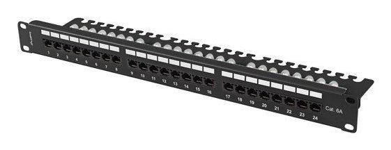 Lanberg Patch Panel 24 Port 1U Cat6a Steel Black PPUA-1124-B