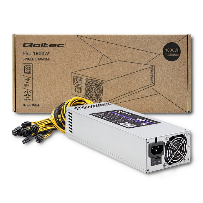 Qoltec PCI-E Power Supply 1800W 80 Plus Platinum for Mining