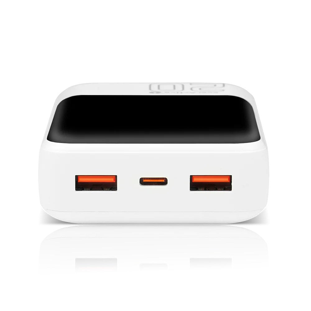 Powerbank 20 000mAh  2x USB  1x USB-C 22 5W  QC4+  LCD screen  white