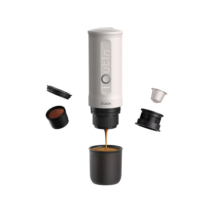 Outin OTEM-01-PW Portable Electric Coffee Maker 20 Bar White