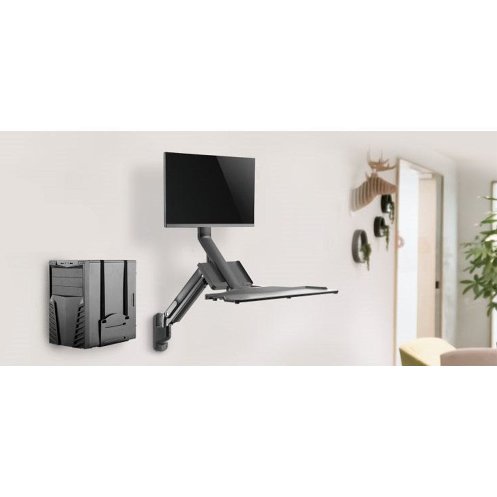 Maclean MC-838 Gas Spring Workstation/Wall Mount for Monitor, Keyboard and PC