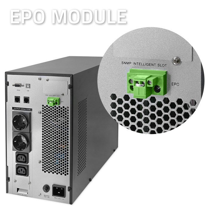 Qoltec Uninterruptible Power Supply (UPS) 3kVA 3000W Power Factor 1.0 LCD EPO USB Online