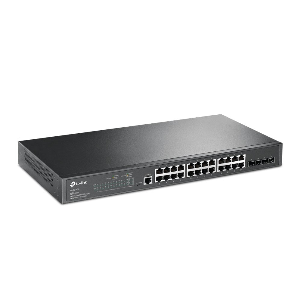 TP-Link JetStream 24-Port Gigabit L2 Managed Switch with 4 SFP Slots, Model 1627768, Black