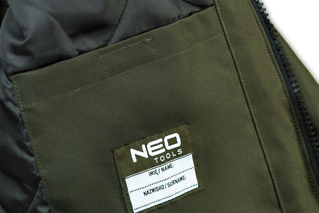 NEO tools Work Jacket Camo Winter, Waterproof, Adjustable Hood, Dark Green, Size S-XXXL 81-573-XL
