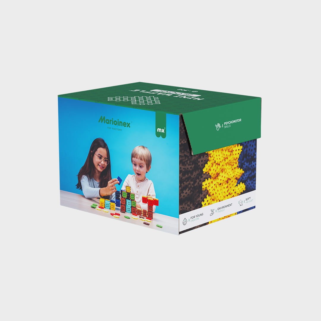 Marioinex Mini Waffle Building Blocks Set, 302 Pieces, 2 Toy Figures, Model 908211