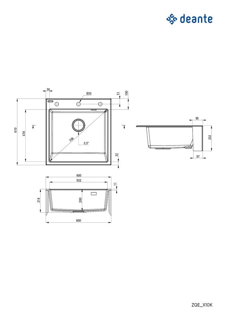 Deante 1-Bowl Granite Sink