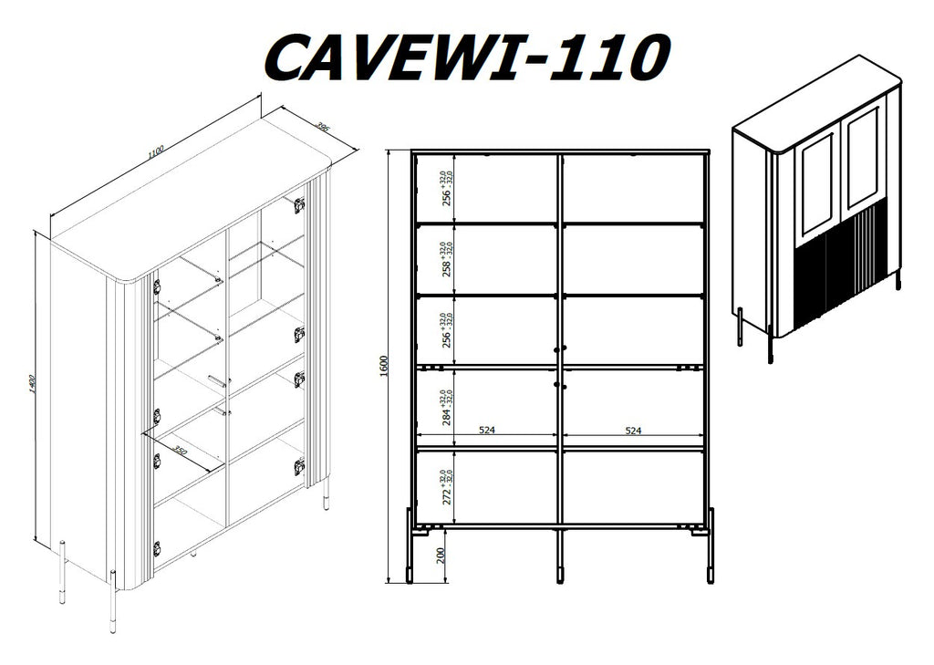 Cama VERA Display Cabinet 110x40x160 Matt White