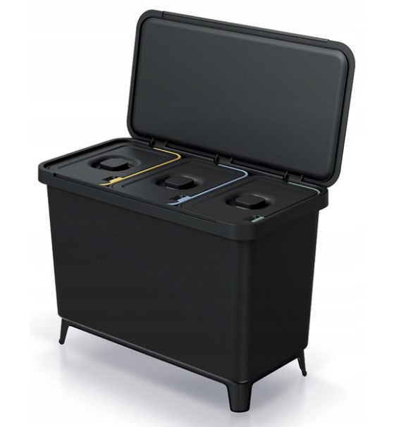 Prosperplast KEDEN Waste Bin System 3x10L Black Recycled | Model: NKS45W3-S411