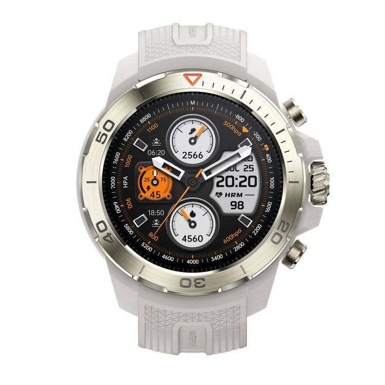 Mibro GS Explorer Smartwatch (Desert White) Dual-Band GPS, 10ATM Waterproof, 150+ Sports Modes