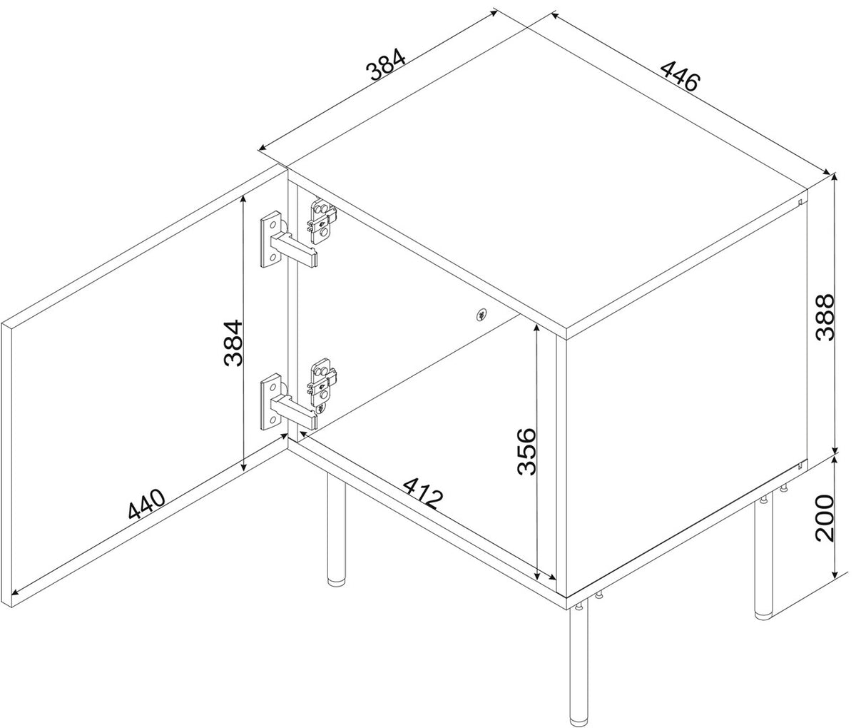 Cama Bedside table 2 pcs ISLA 44 5x40x59 black matt