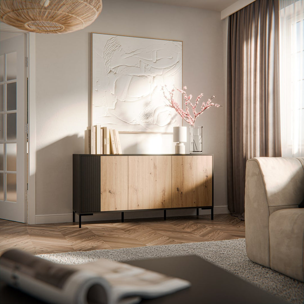 Cama MERCI Chest of Drawers 151 x 40 x 74 cm Black/Artisan Oak