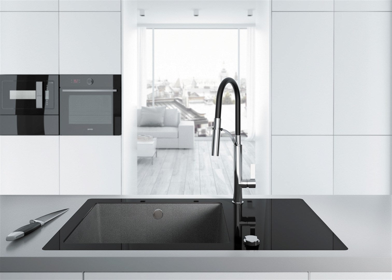 Kitchen faucet with pull-out spout