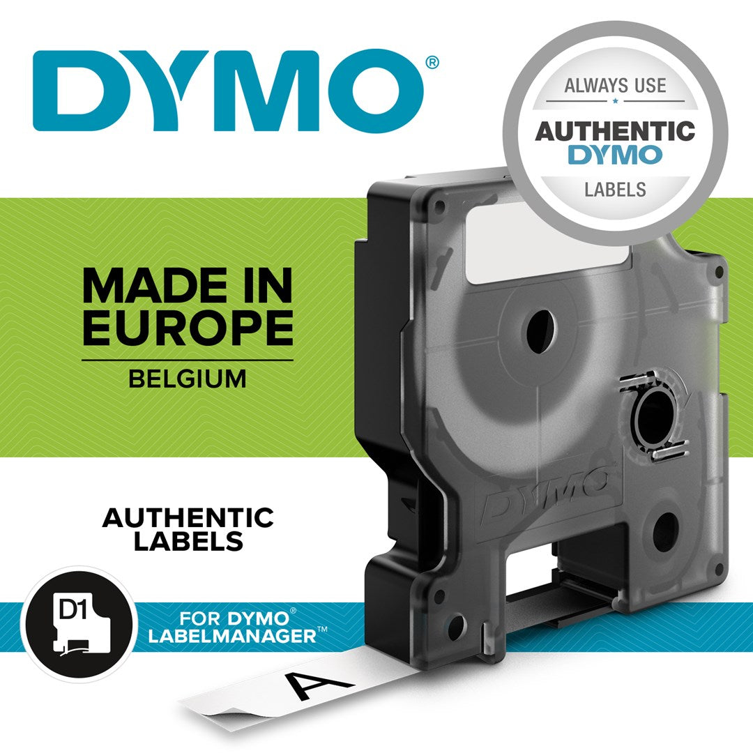 DYMO D1 Standard Label Tape - Black on White - 9 mm