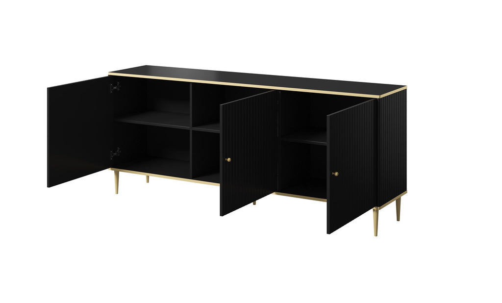 GLAMOUR Chest 180x40x75.5 cm Black Matt + Gold