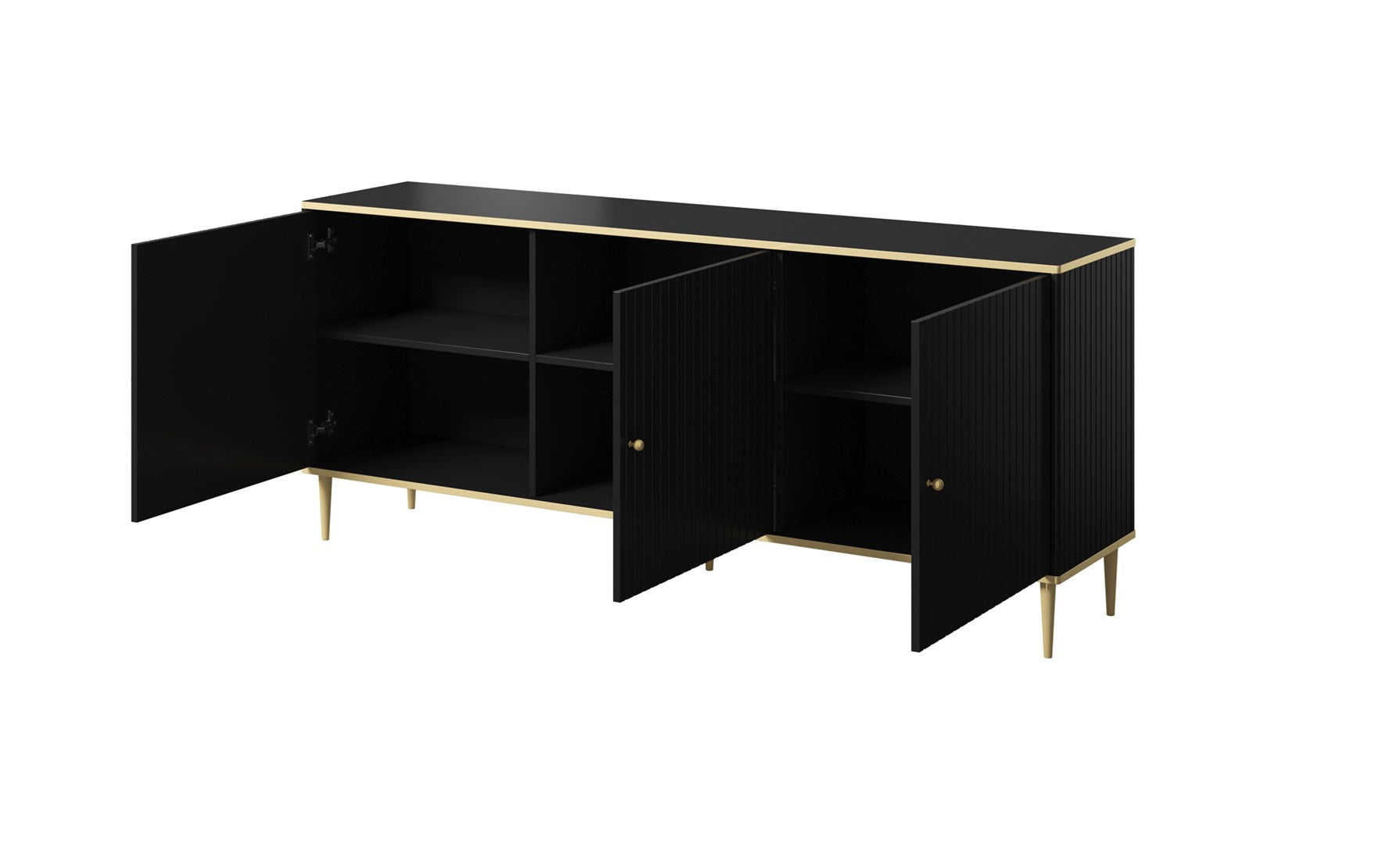 GLAMOUR Chest 180x40x75.5 cm Black Matt + Gold