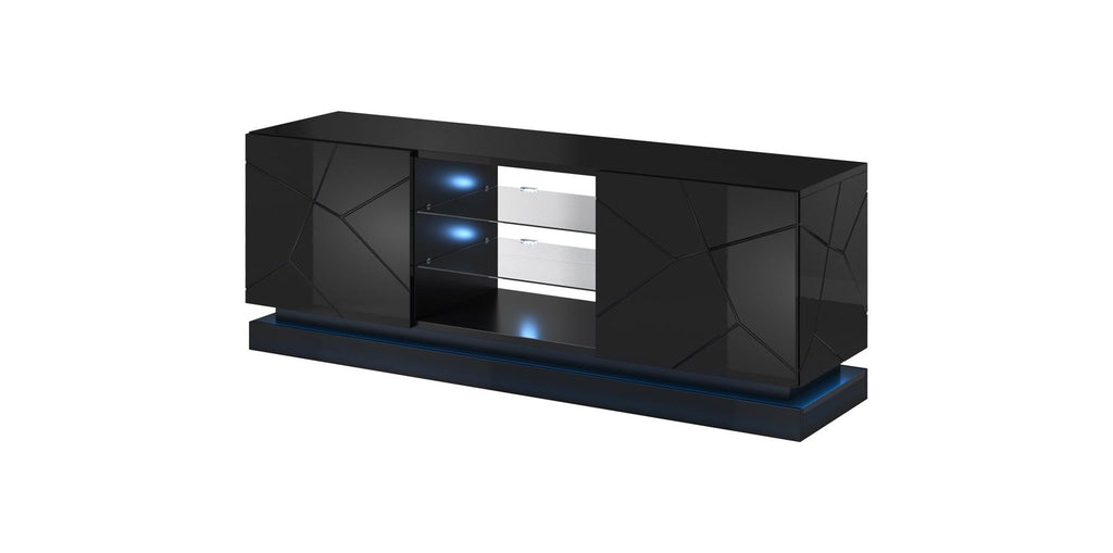 Cama TV Cabinet QIU 160 MDF Black Gloss/Black Gloss