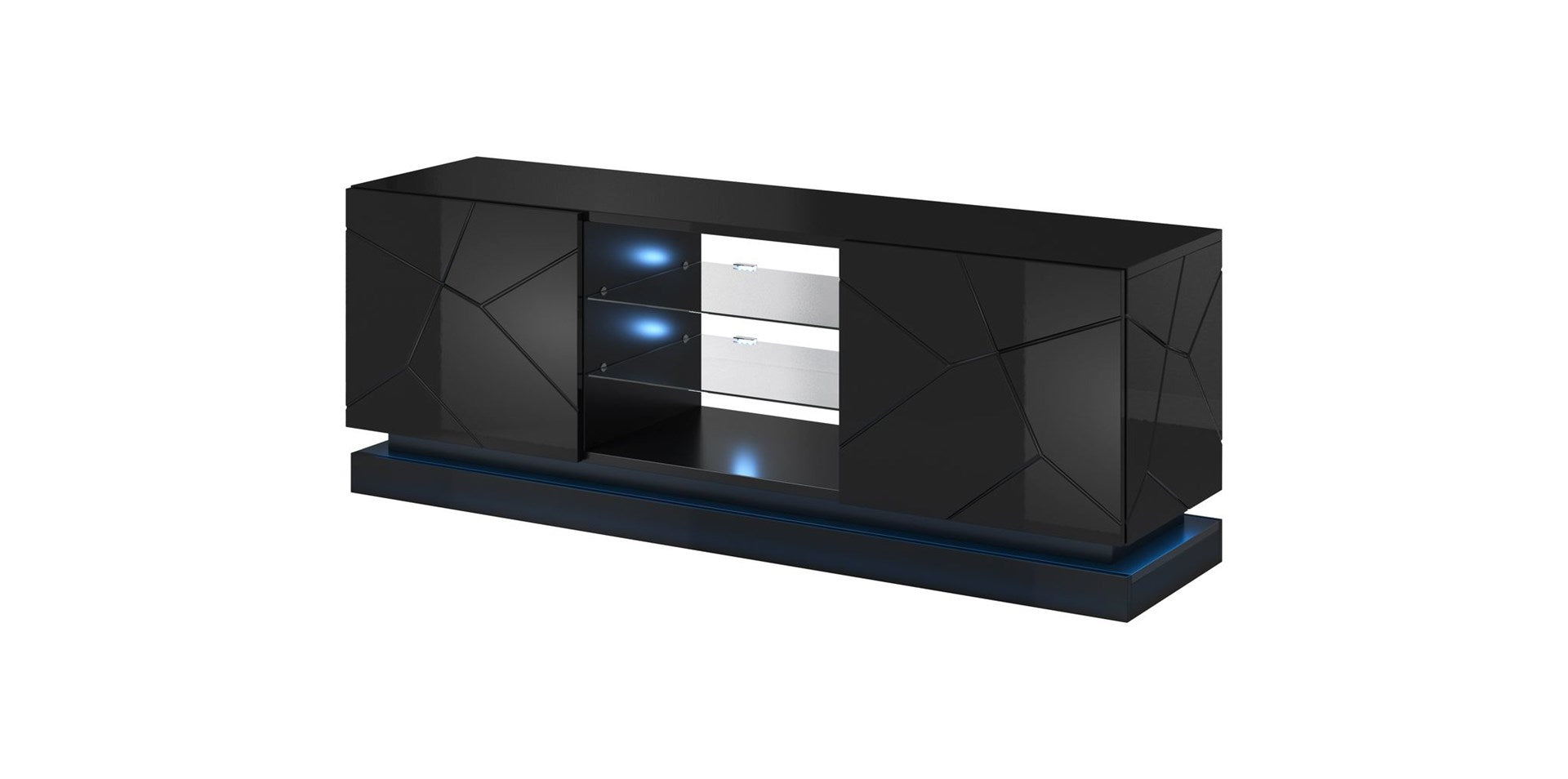 Cama TV Cabinet QIU 160 MDF Black Gloss/Black Gloss