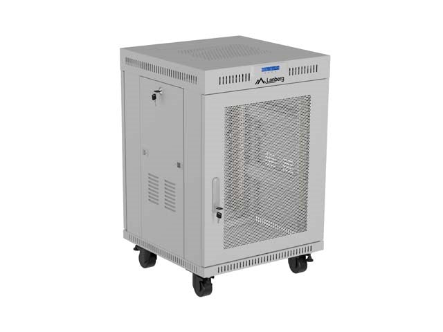 Lanberg Floor Standing Rack Cabinet 15U Grey FF01-6815-23SL - 1200 kg Capacity, Perforated Door, Key Lock
