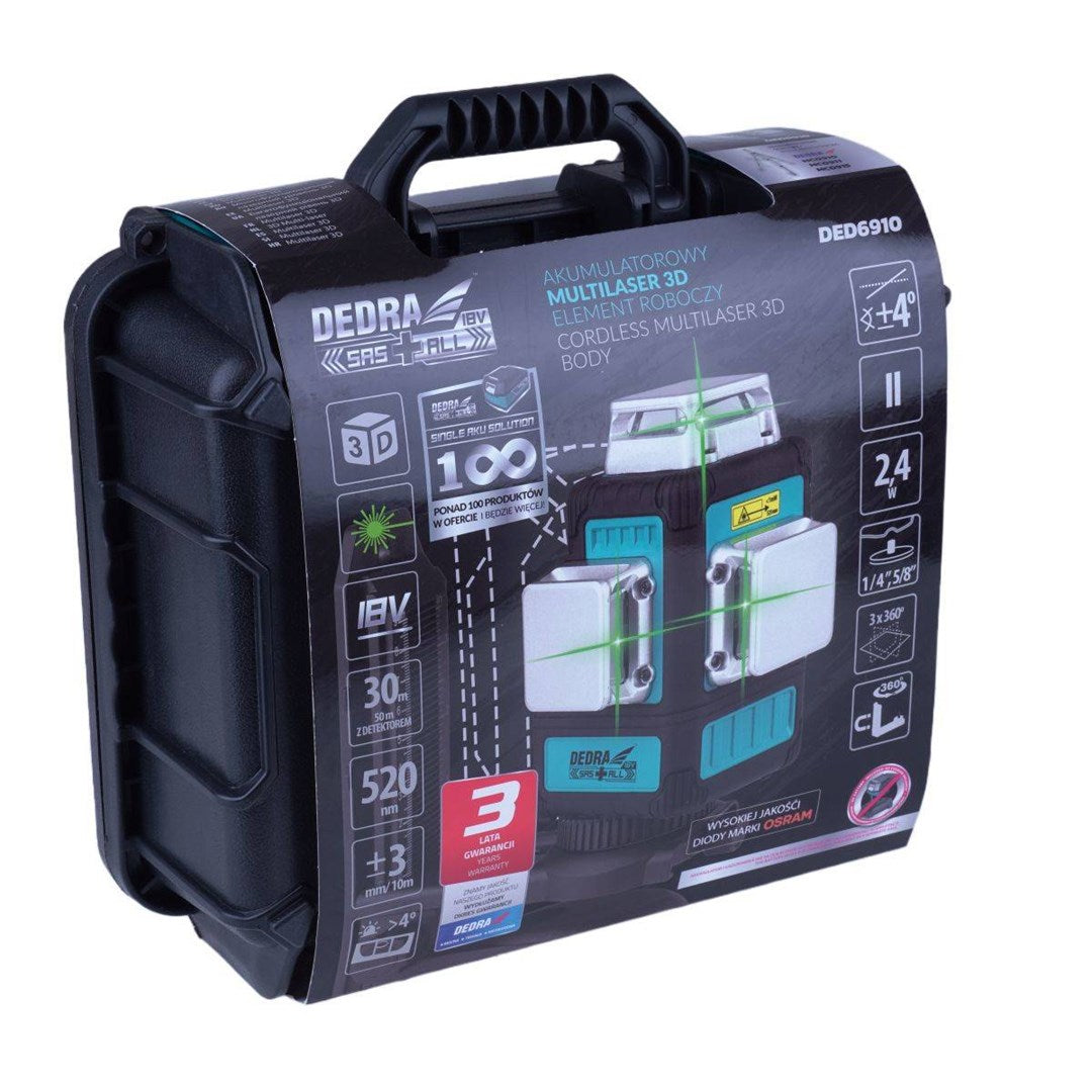 DEDRA 3D Laser Level DED6910 Green - Automatic Horizontal and Vertical Line Projection