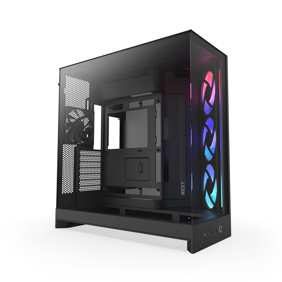 NZXT H9 Flow RGB Mid-Tower Case - Dual Chamber, RGB Fans Included, Black CM-H92FB-R1