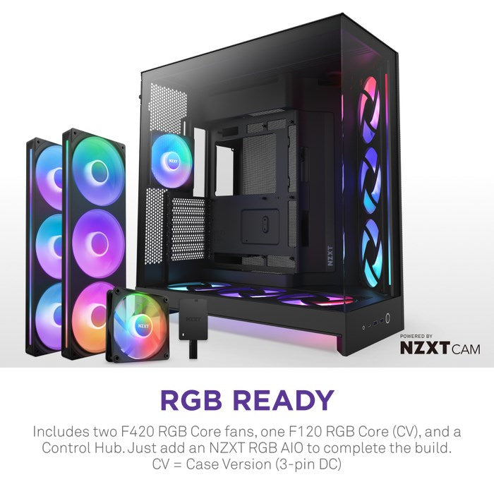 NZXT H9 Flow RGB+ Midi Tower Case - Black
