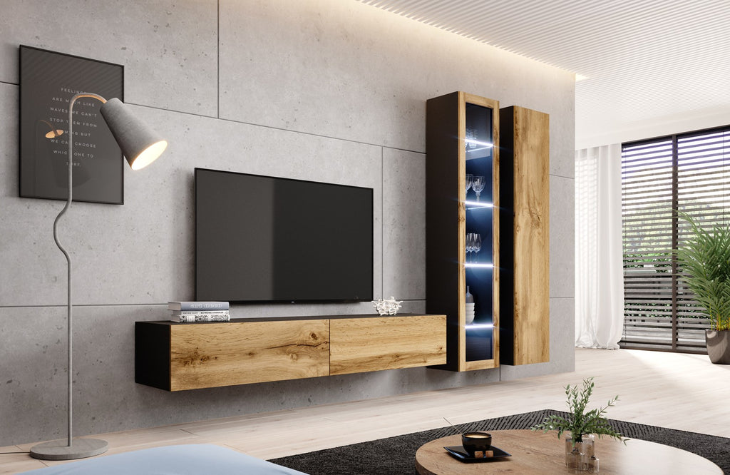 Cama TV Stand VIGO '180' 30/180/40 Black/Wotan Oak