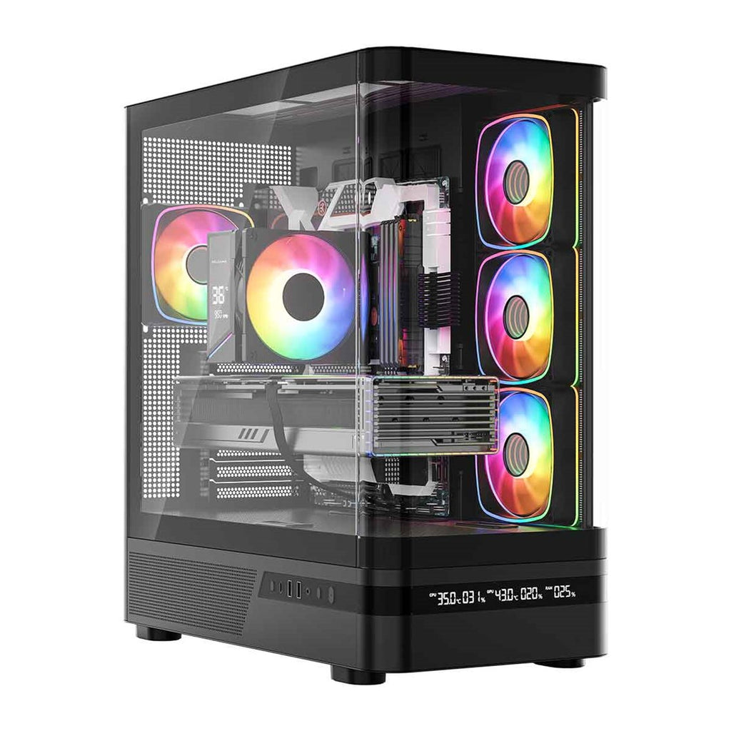 MODECOM Volcano AQ200 ARGB Midi Case Black with LED Display
