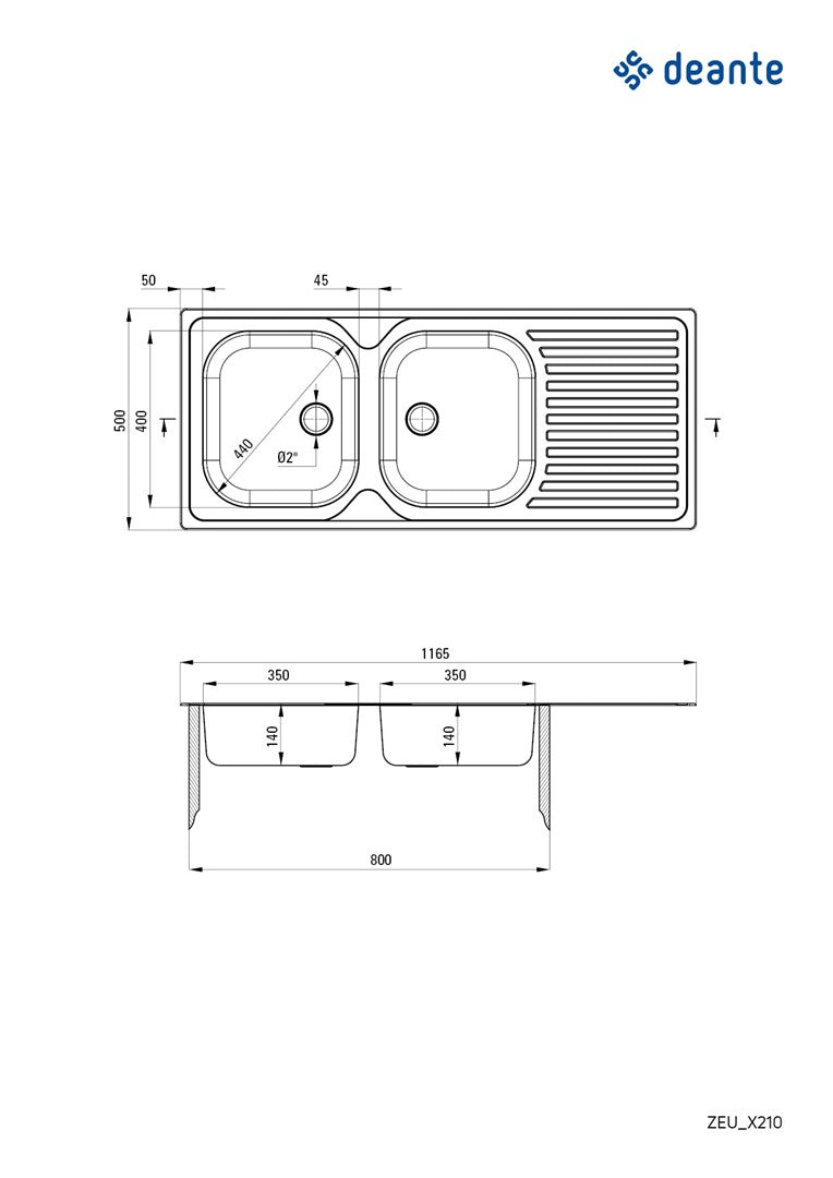 2-bowl steel sink with drainer