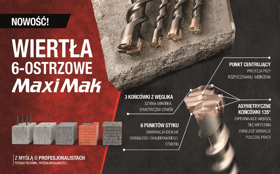 MAKITA SDS MAX DRILL BIT 22x 780x 920 mm MAXI MAK 6-BLADE