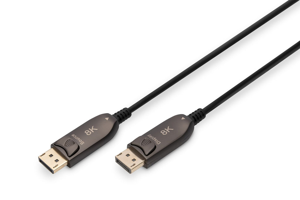 DIGITUS DisplayPort Cable 10 m Active Optical Cable 1.4 8K 60Hz Dolby Support - Black
