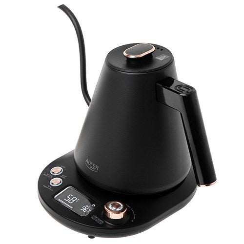 Adler Electric Kettle 1.0L Black/Gold Gooseneck